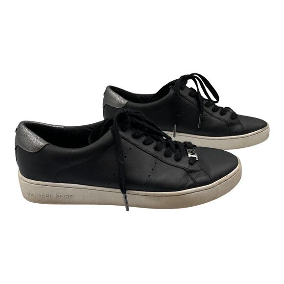 Michael Kors Shoes - Michael Kors MK Irving Leather Low Top Sneakers Shoes Black White Size 8.5M